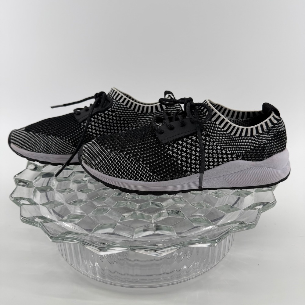 Steve Madden Narly Womens Knit Sneakers Athletic Shoes Lace Up Black White US 6